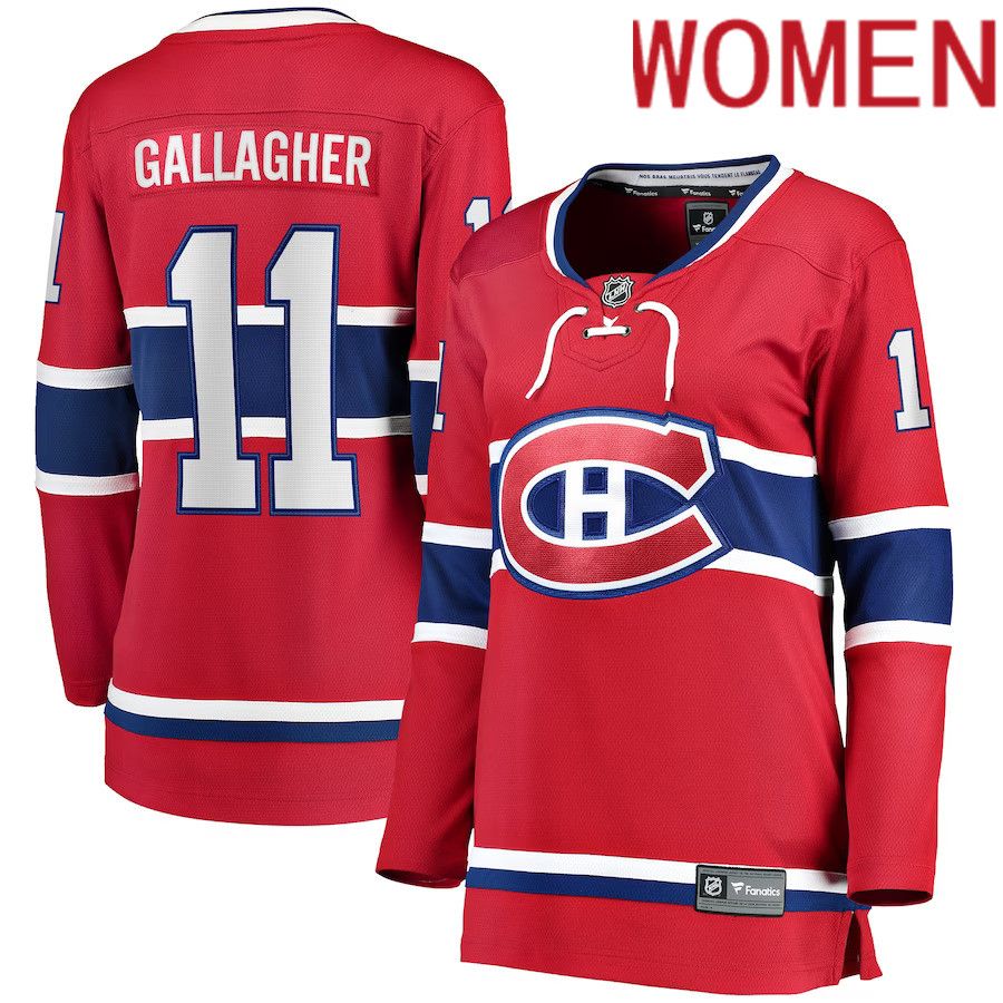 Women Montreal Canadiens 11 Brendan Gallagher Fanatics Branded Red Home Breakaway Player NHL Jersey